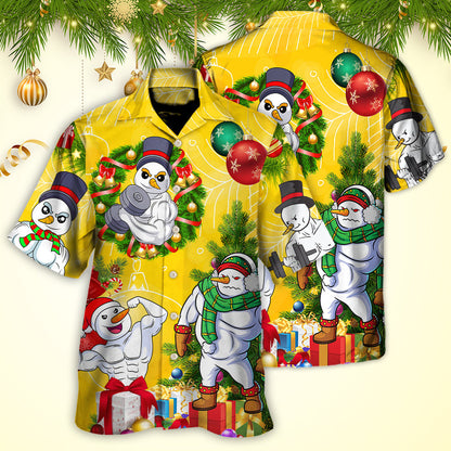 Christmas Frosty The Swoleman Snowman Workout Funny - Hawaiian Shirt 