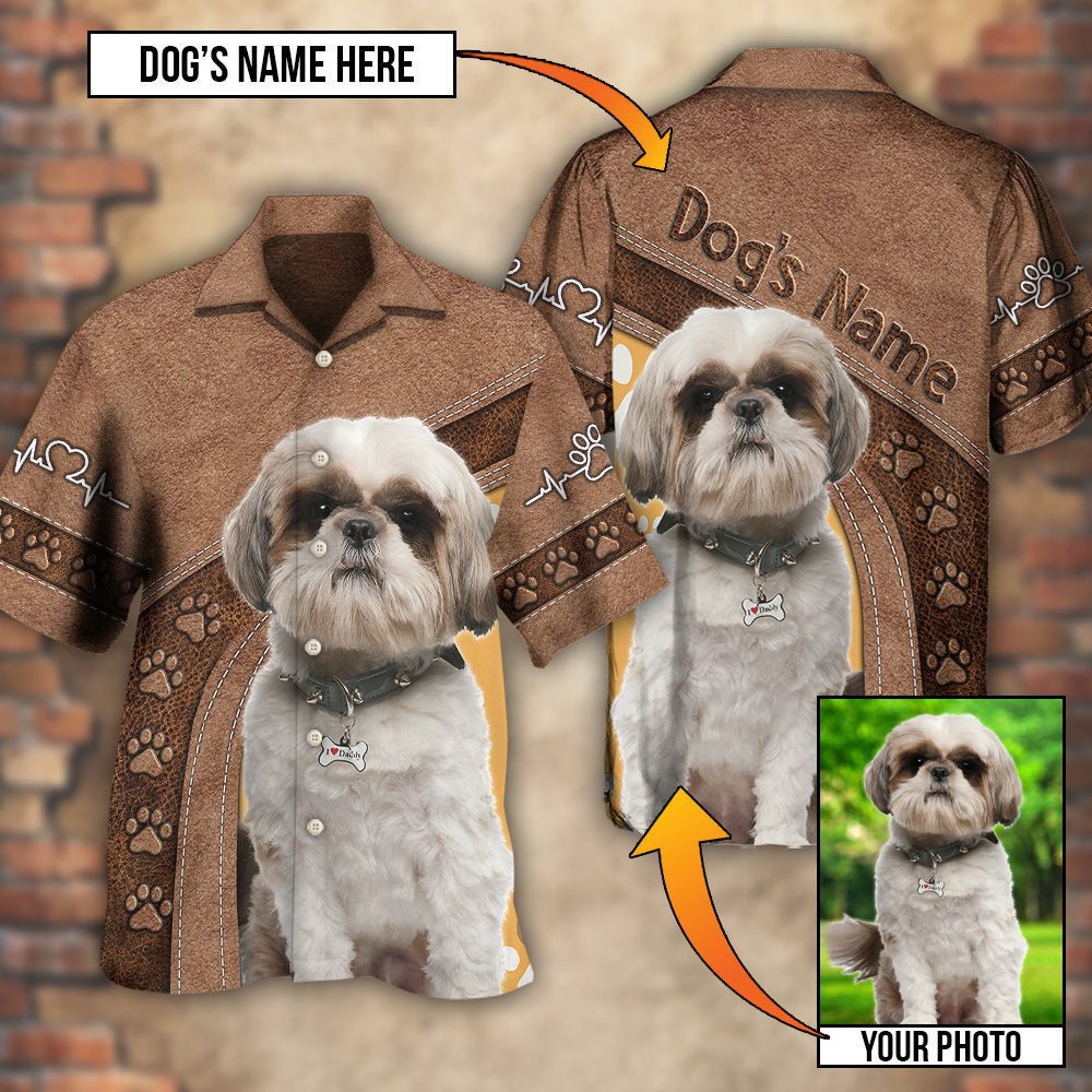 Dog Paw Brown Style Classic Custom Photo Personalized - Hawaiian Shirt 