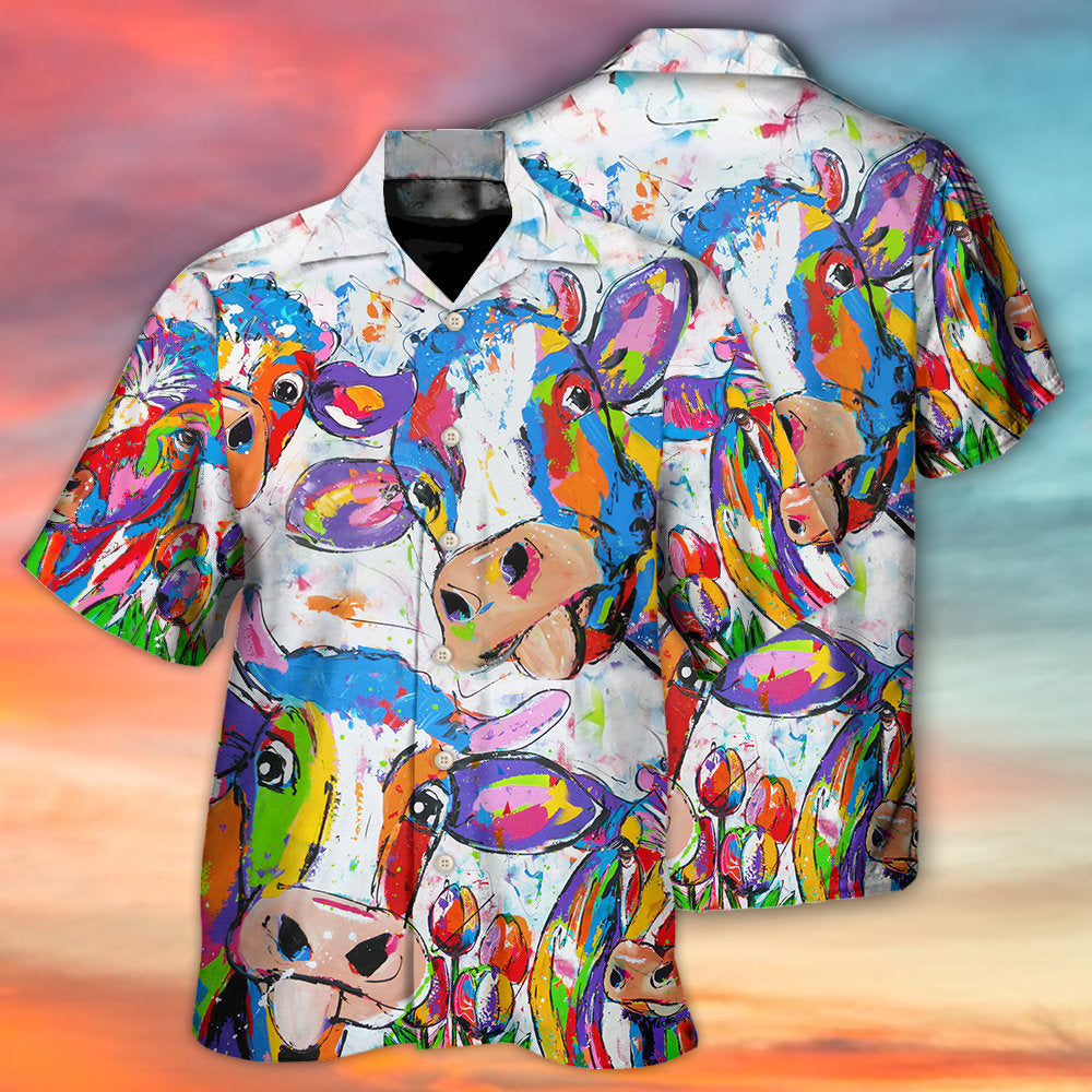 Cow Funny Amazing Colorful - Hawaiian Shirt 