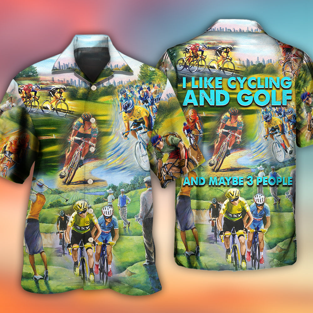 Cycling And Golf Lover Abstract Painting - Hawaiian Shirt 