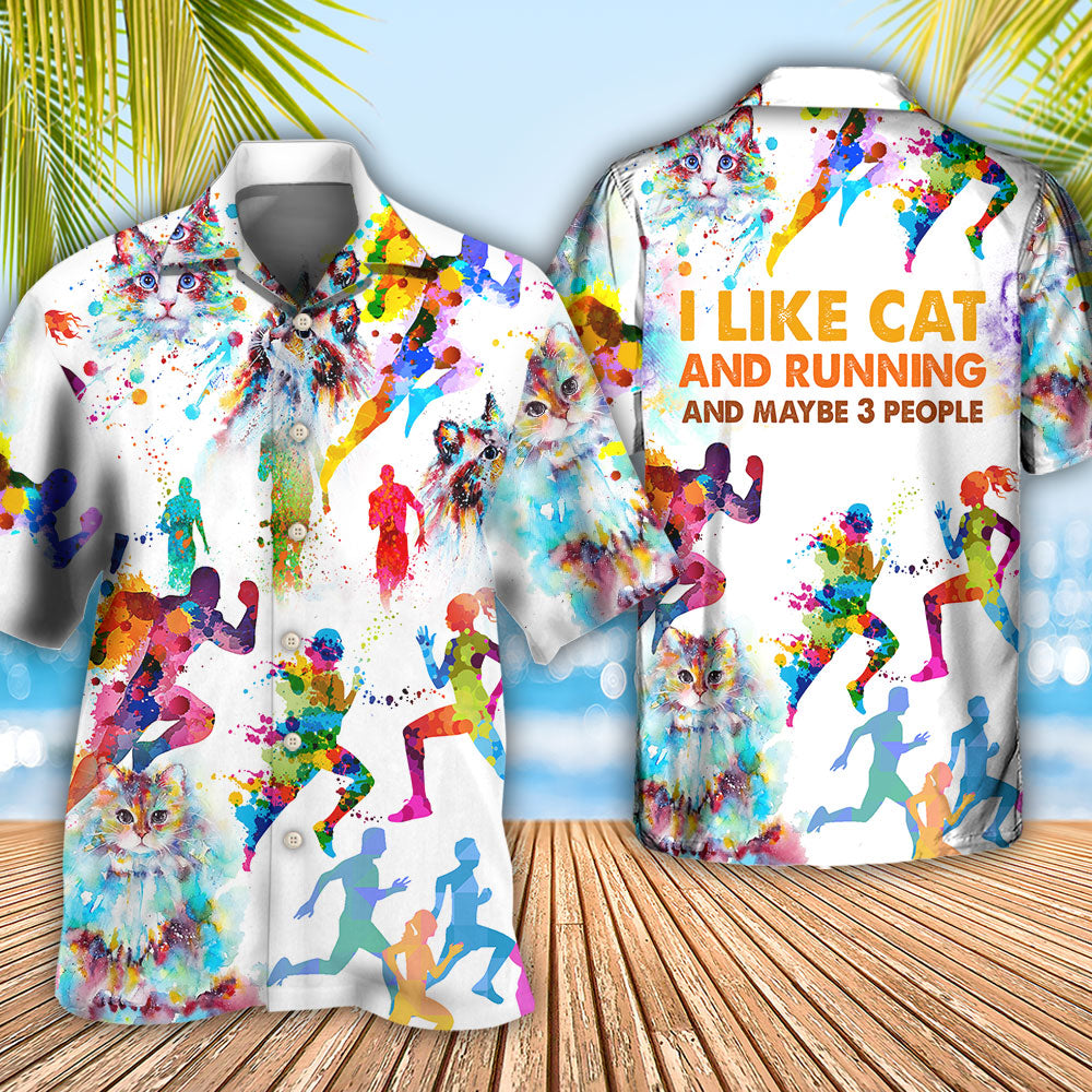 Cat I Like Cat And Running - Hawaiian Shirt 
