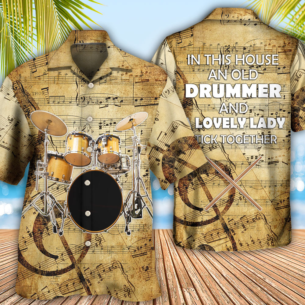 Drum Old Drummer And Lovely Lady Stick - Hawaiian Shirt 