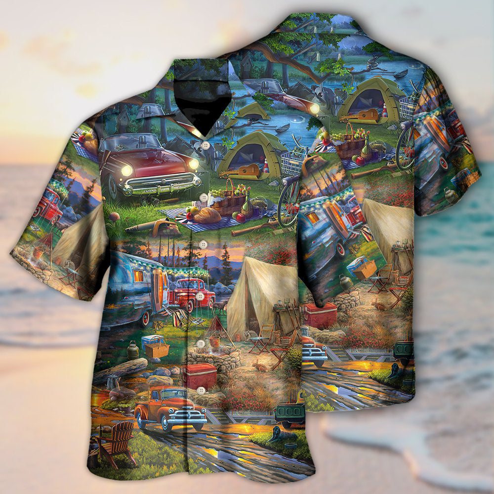 Camping Happy Night With Caravans - Hawaiian Shirt 