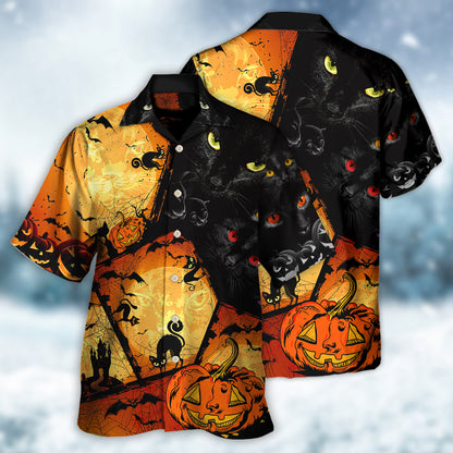 Halloween Black Cat Enjoy Halloween - Hawaiian Shirt 