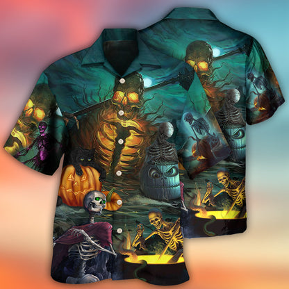 Halloween Skull Dark Scary - Hawaiian Shirt 