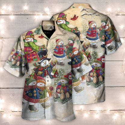 Christmas Couple Snowman Lover Winter Xmas - Hawaiian Shirt 