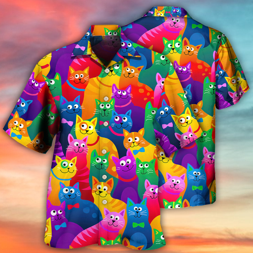 Cat Funny Colorful Style - Hawaiian Shirt 