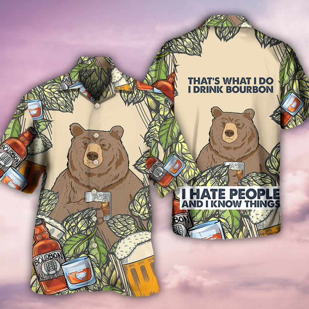 Bear I Drink Bourbon - Hawaiian Shirt 