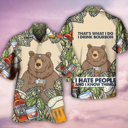 Bear I Drink Bourbon - Hawaiian Shirt 