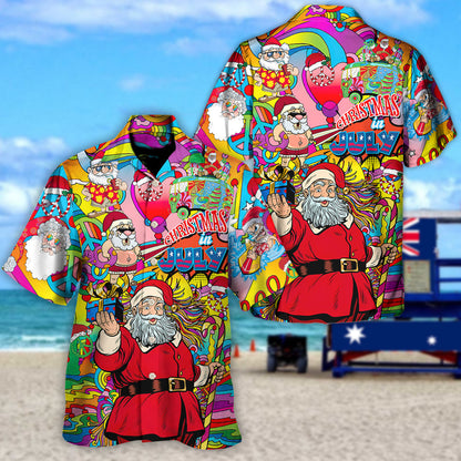 Christmas In July Santa Hippie Sending Gift In Summer - Unisex Hawaiian Shirt For Men and Women