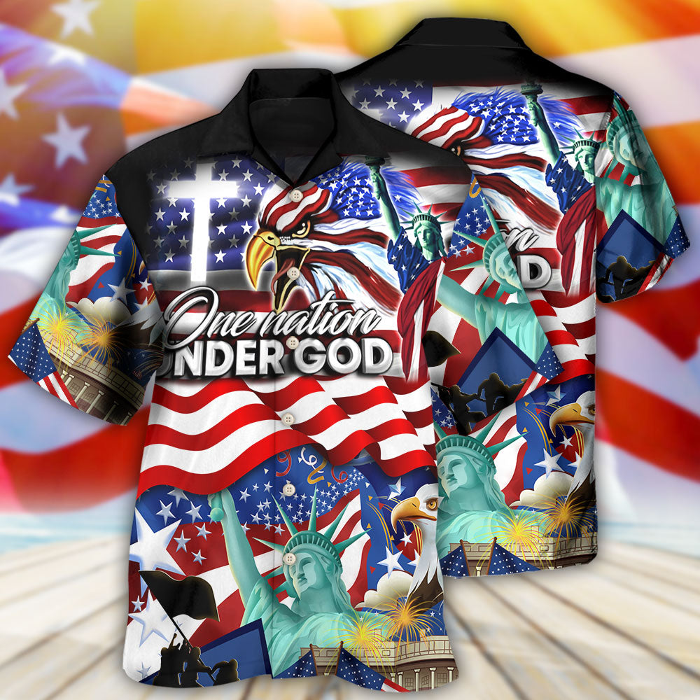 America Independence Day US One Nation Under God - Hawaiian Shirt 