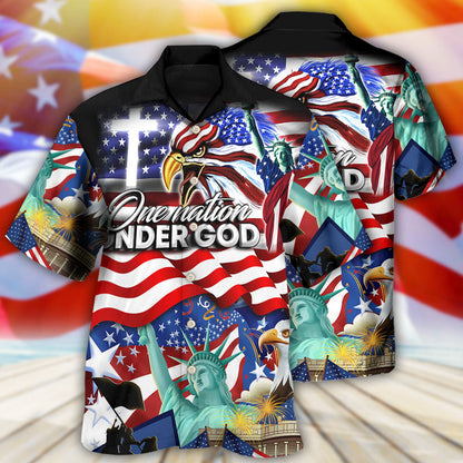 America Independence Day US One Nation Under God - Hawaiian Shirt 