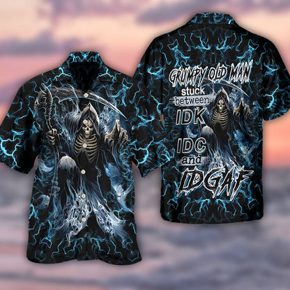 Skull Grumpy Old Man Stuck - Hawaiian Shirt 