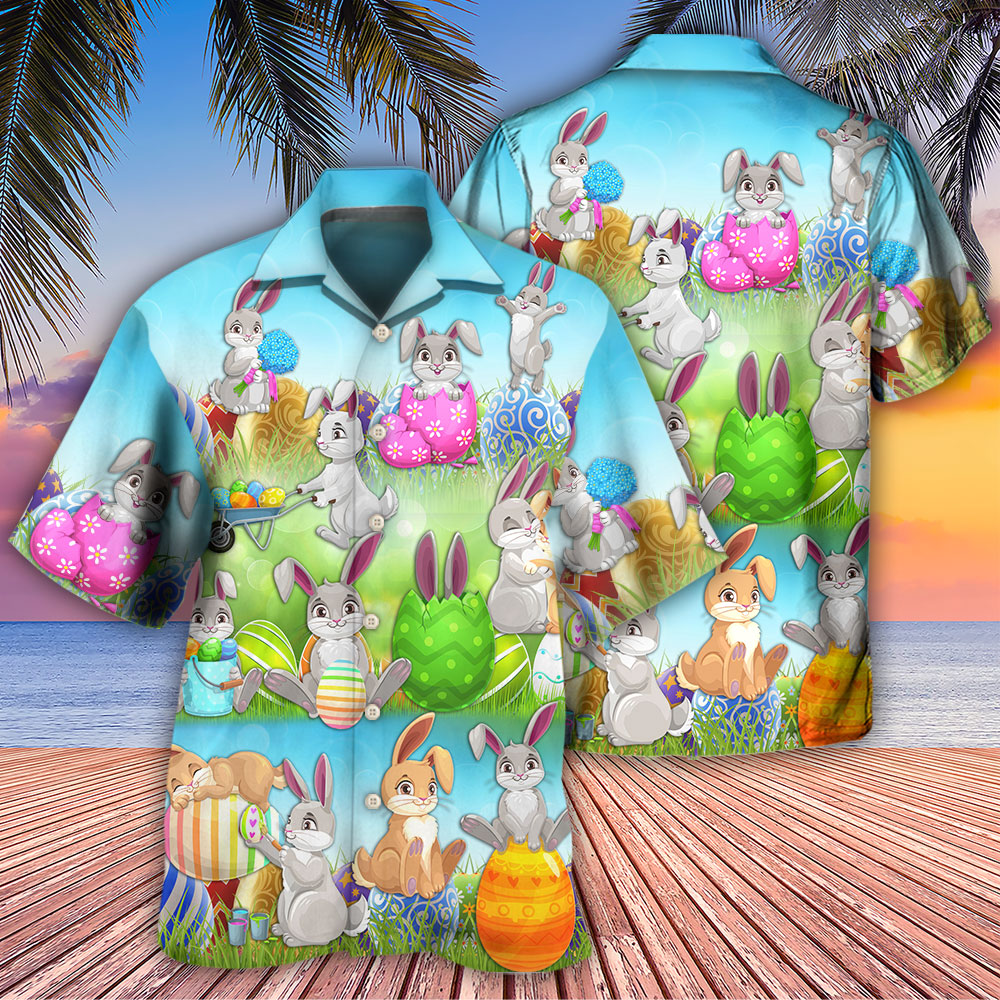 Easter Bunny Colorful Eggs - Hawaiian Shirt 