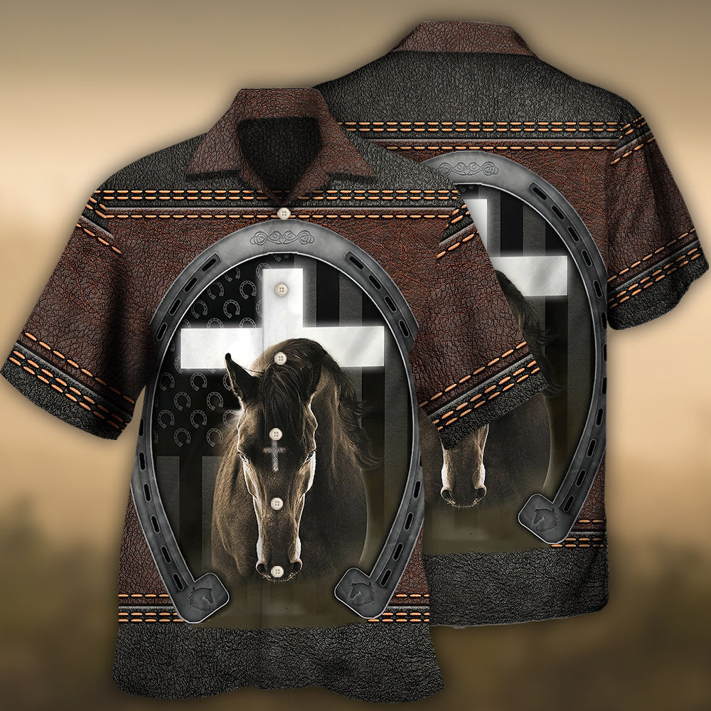 Horse Life Faith Leather Style - Hawaiian Shirt 