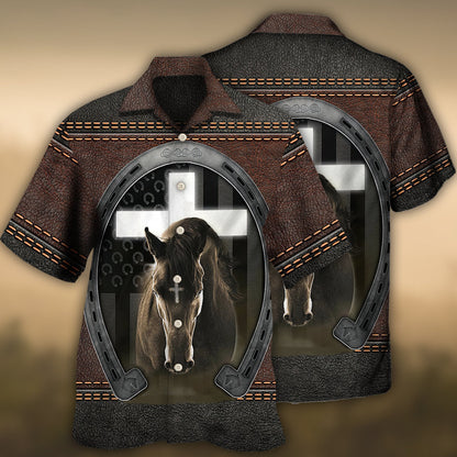 Horse Life Faith Leather Style - Hawaiian Shirt 