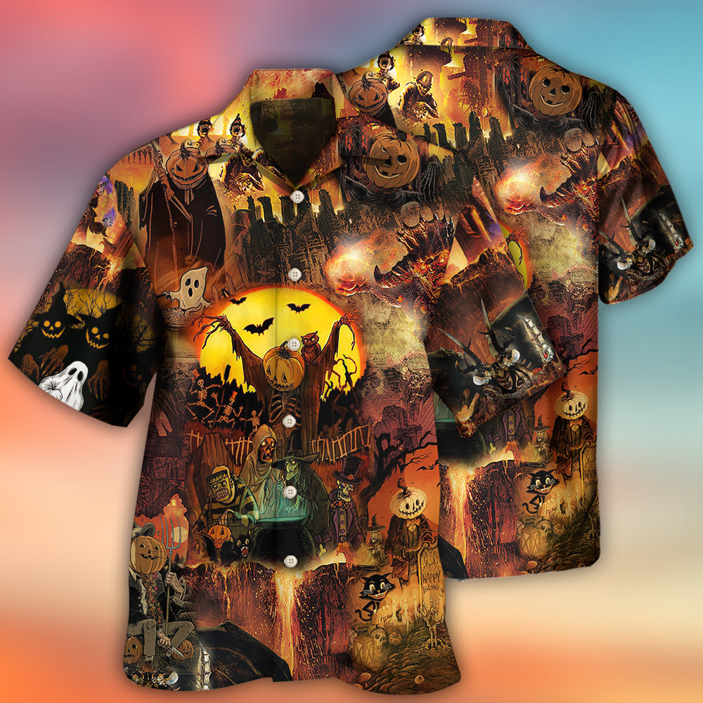 Halloween Pumpkin Ghost Scary - Hawaiian Shirt 