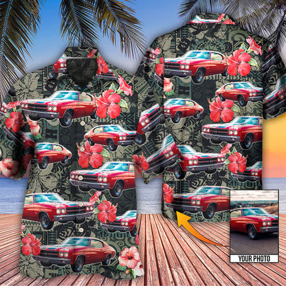 Muscle Car Tropical Leaf Custom Photo - Hawaiian Shirt 