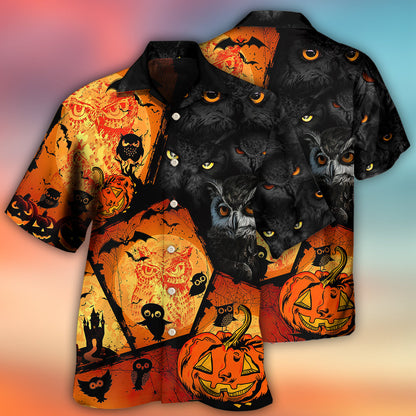 Halloween Owl Pumpkin Scary - Hawaiian Shirt 