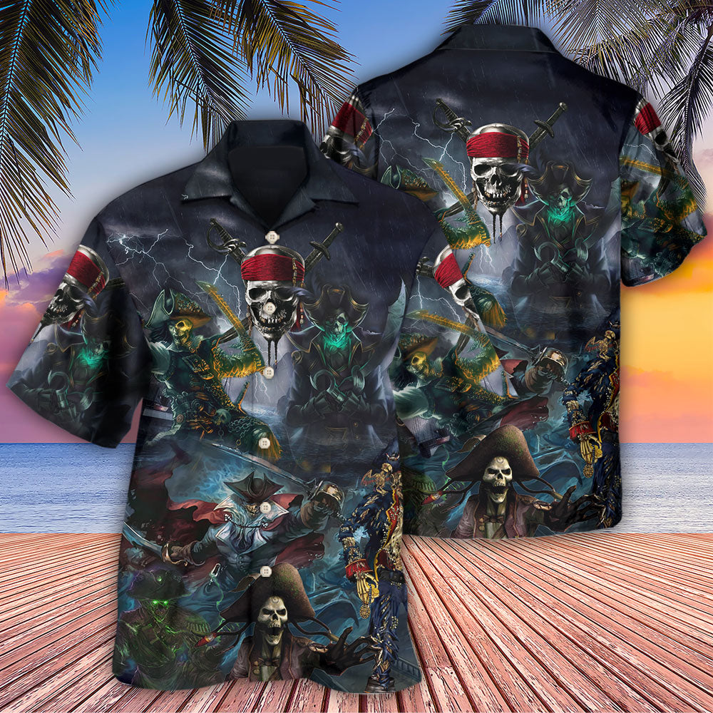Pirate Skeleton And Thunder - Hawaiian Shirt 