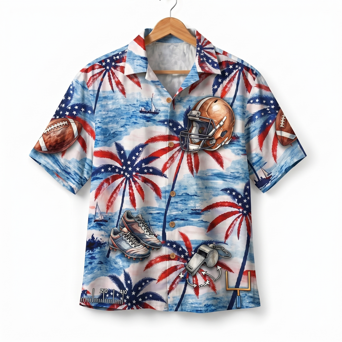 Football America 4th July 250 Years Anniversary Premium Unisex Hawaiian Shirt For Men and Women