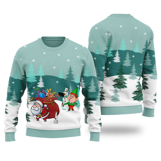 Santa Elf Selfie Ugly Christmas Sweater