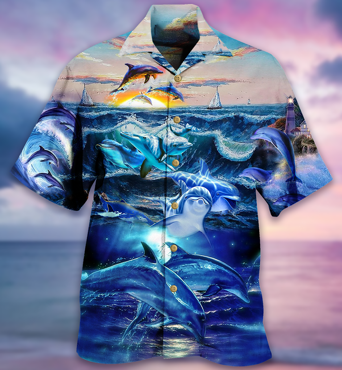 Dolphin Lovely Love Ocean Love Human - Hawaiian Shirt 
