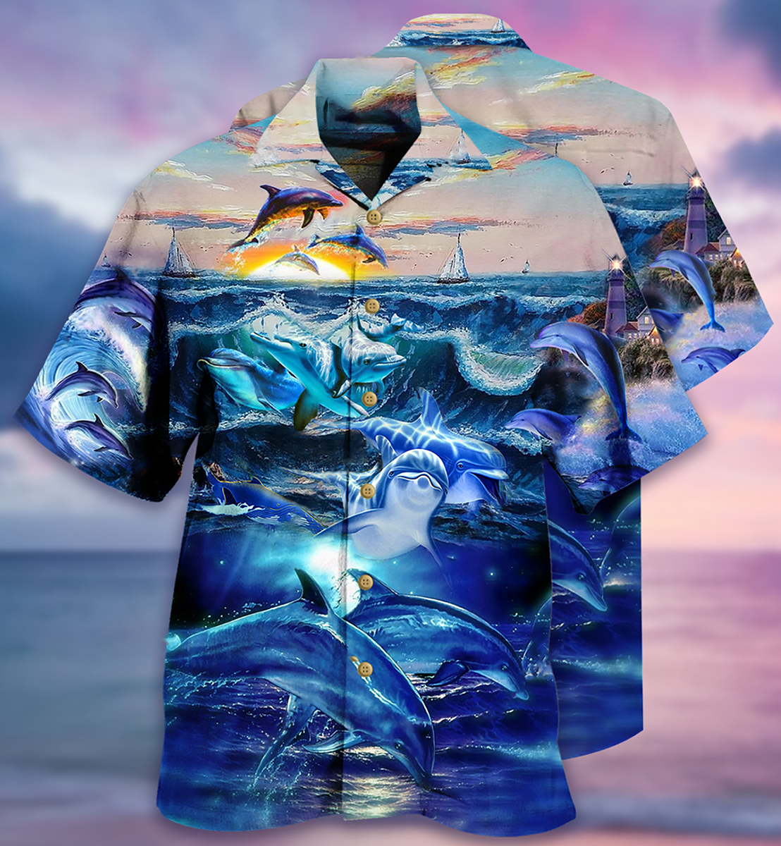 Dolphin Lovely Love Ocean Love Human - Hawaiian Shirt 