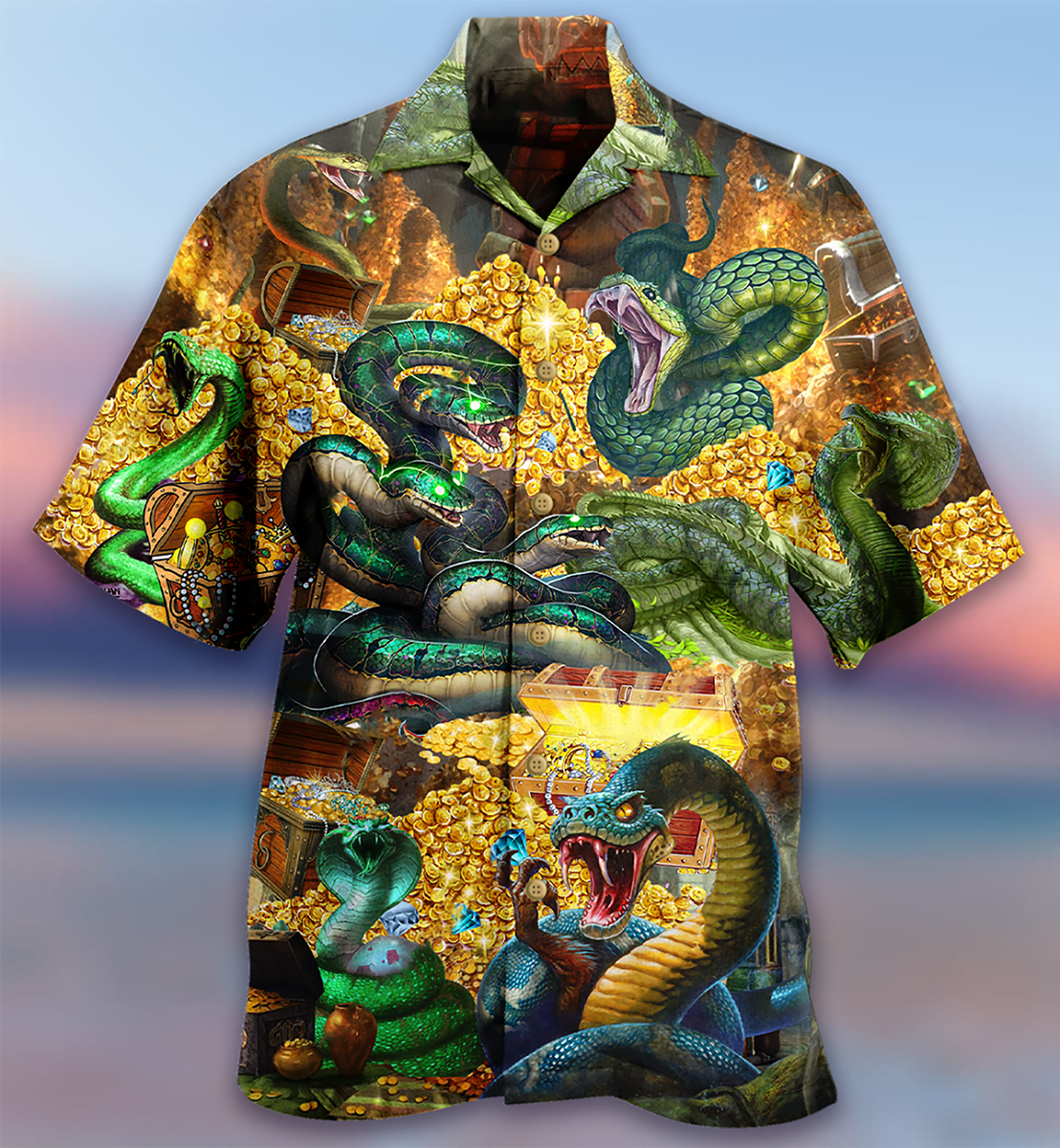 Snake Love Gold Cool - Hawaiian Shirt 