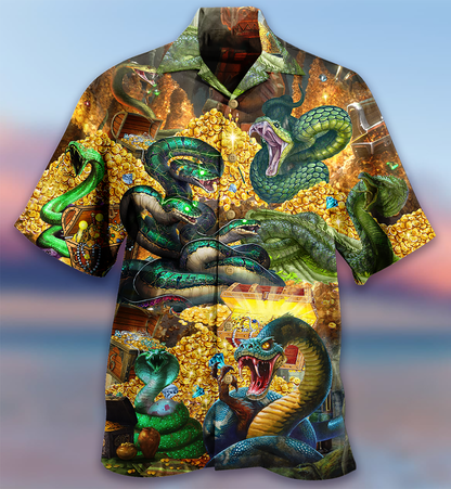 Snake Love Gold Cool - Hawaiian Shirt 