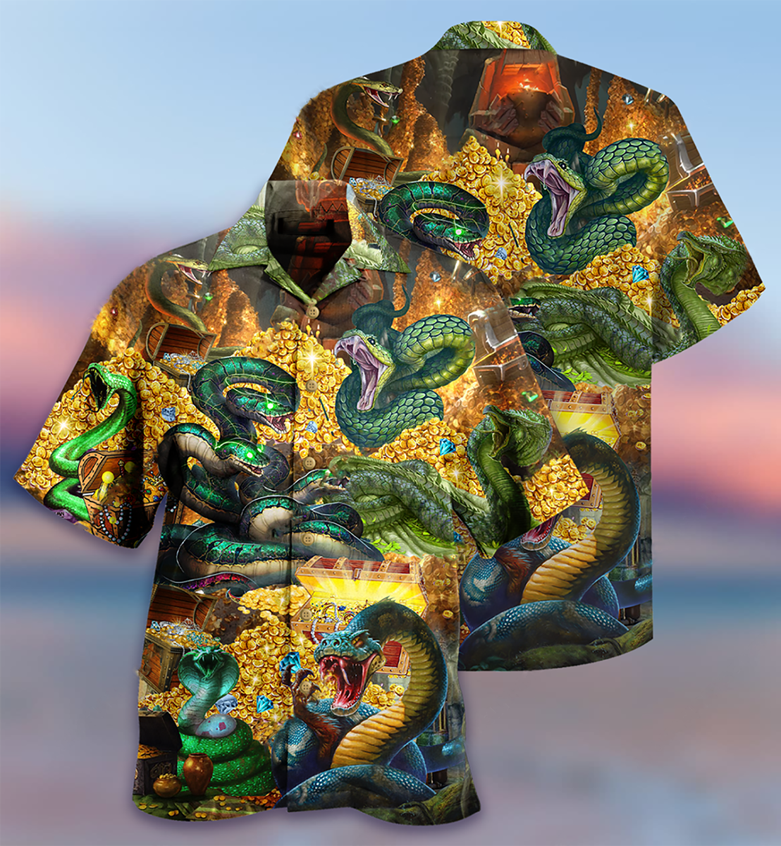 Snake Love Gold Cool - Hawaiian Shirt 