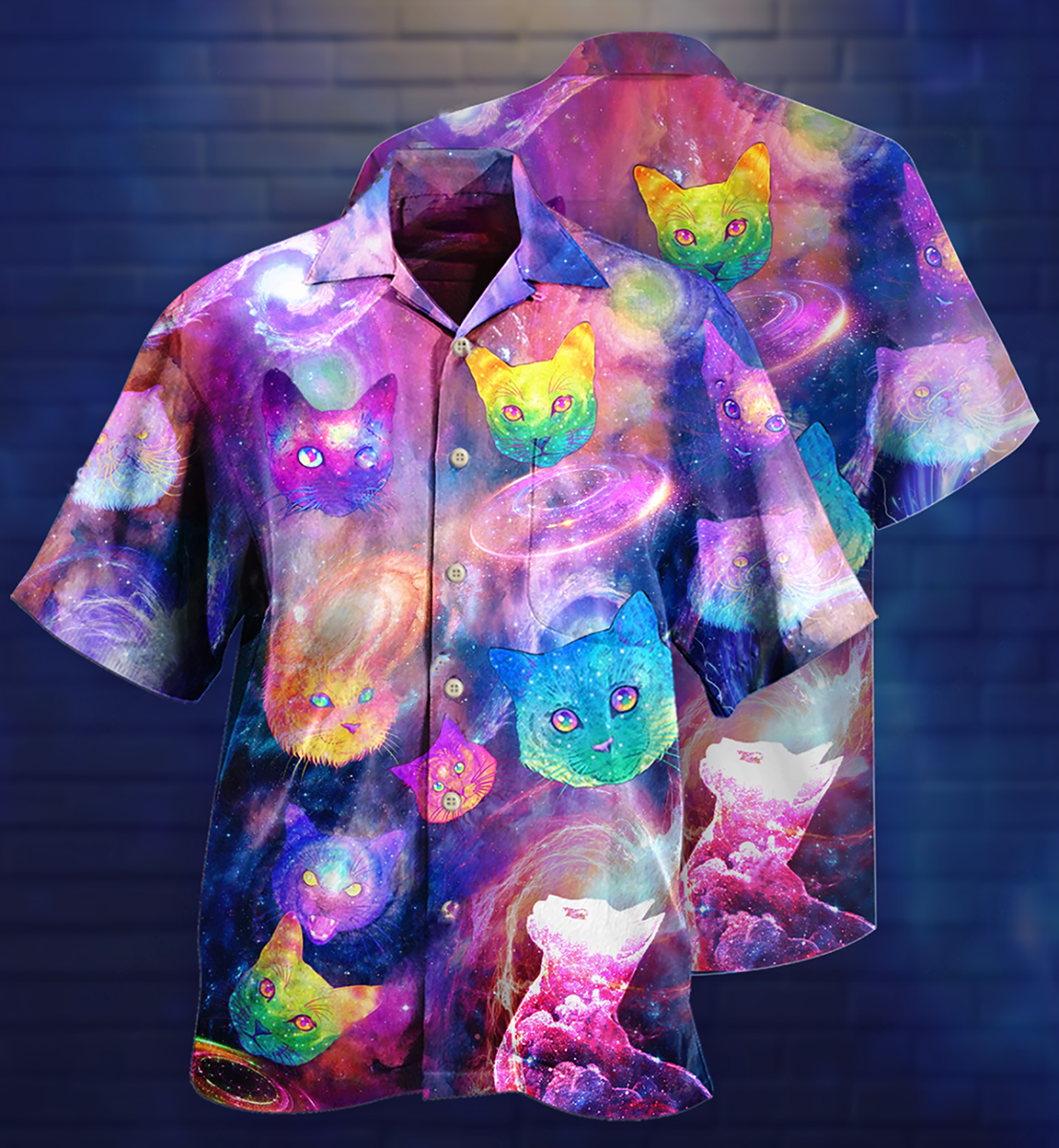 Cat Galaxy Colorfull Style - Hawaiian Shirt 
