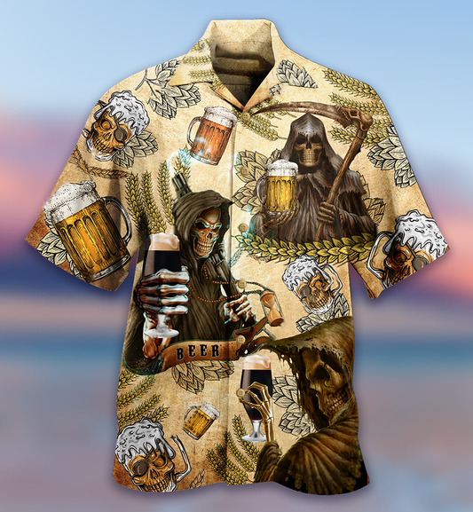 Beer Skull Love Beer Happy Day - Hawaiian Shirt 