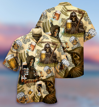 Beer Skull Love Beer Happy Day - Hawaiian Shirt 