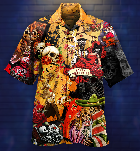 Skull Happy Valentine's Day - Hawaiian Shirt 