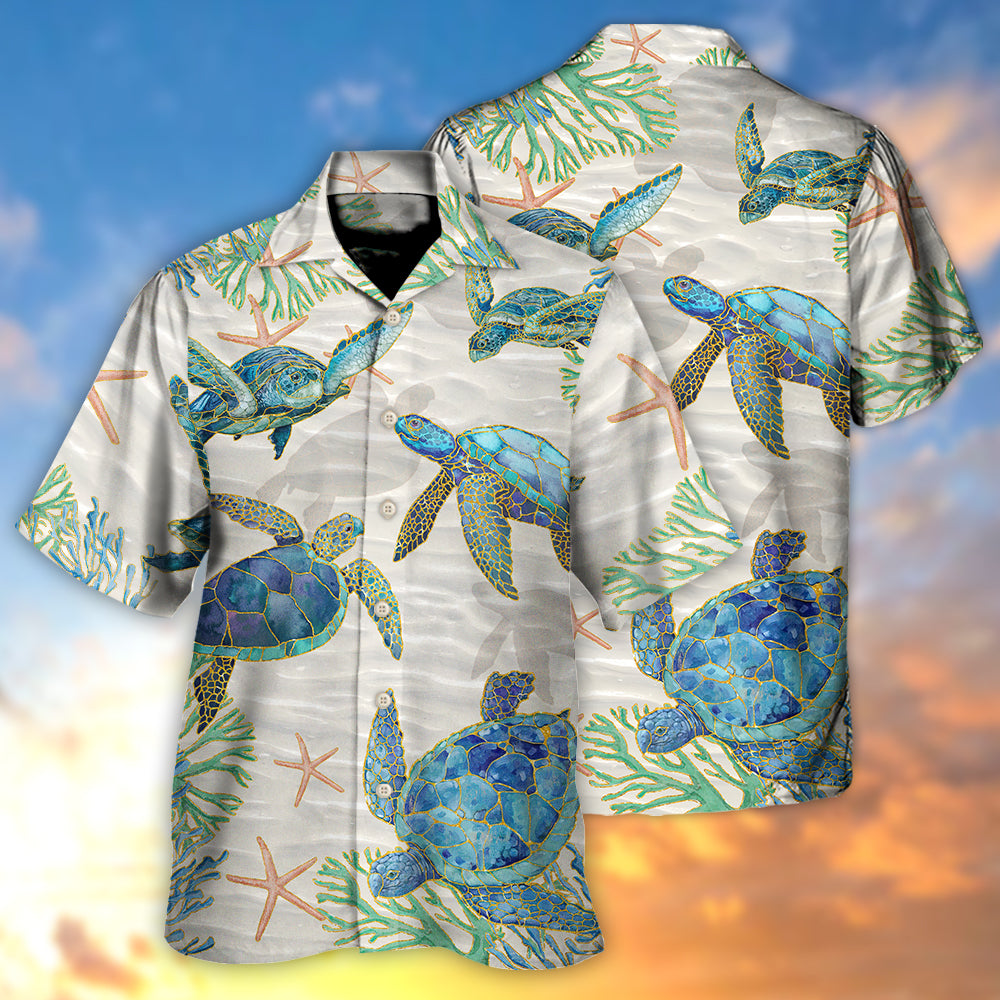 Turtle Peaceful Relaxing Calm Of The Beach And Ship With Sails - Hawaiian Shirt 