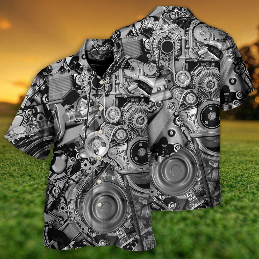 Diesel Engine Pulleys And Belts On Car Engines - Hawaiian Shirt 