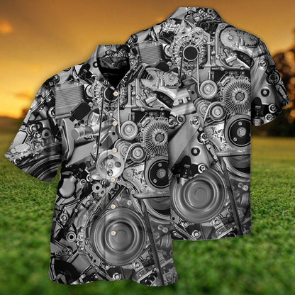 Diesel Engine Pulleys And Belts On Car Engines - Hawaiian Shirt 