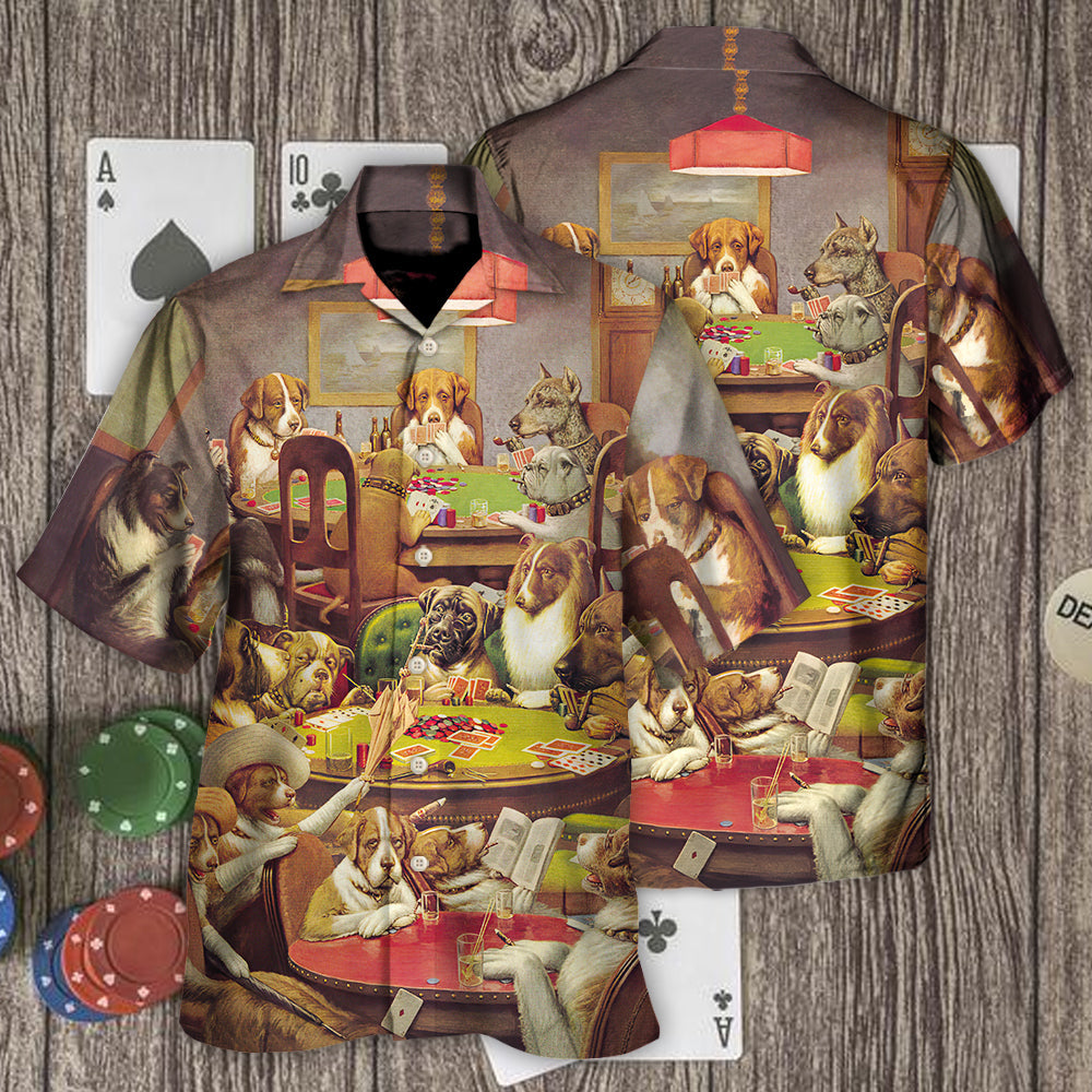 Gambling Dog Playing Poker - Hawaiian Shirt 