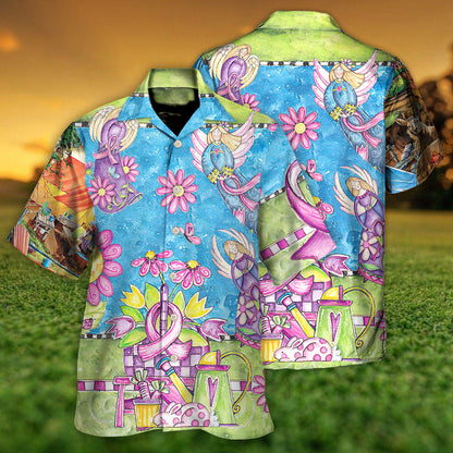 Breast Cancer Courage Angel With Pink Ribbon - Hawaiian Shirt 