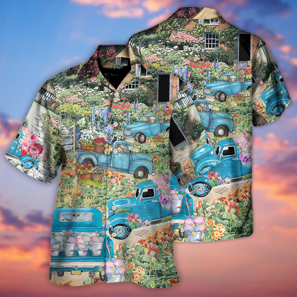 Truck Delivery Happiness Flower Around Town - Hawaiian Shirt 