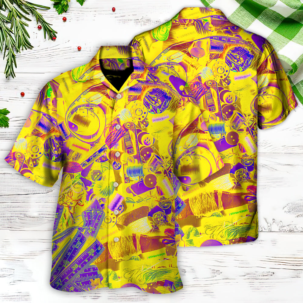 Embroidery Sewing Tailor Spool Vintage Retro Yellow Knitting - Hawaiian Shirt 