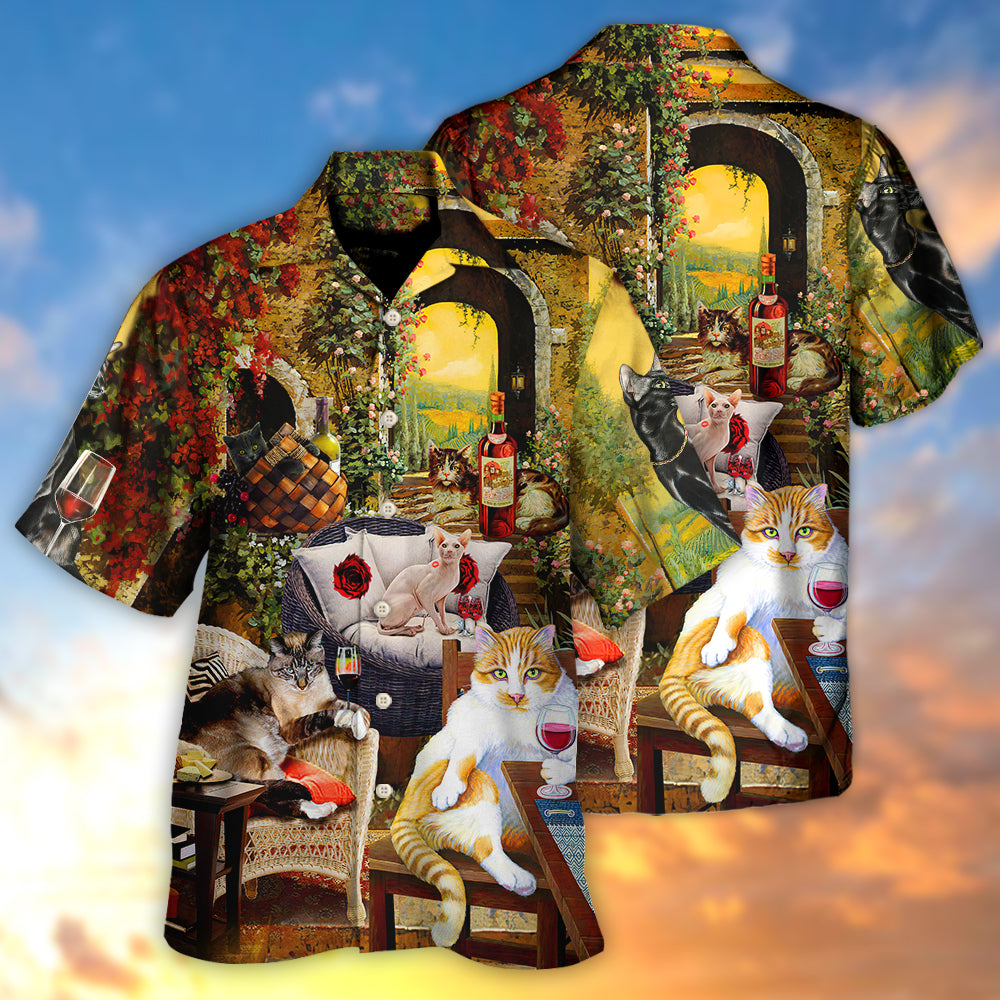 Cat Drink Wine and Judge - Hawaiian Shirt 