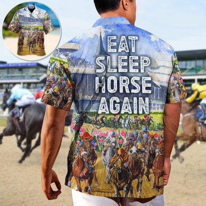 Horseback Riding Eat Sleep Horse Again - Unisex Hawaiian Shirt For Men and Women