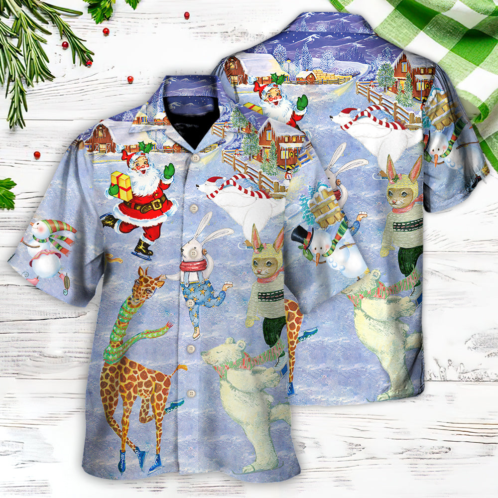 Christmas Holiday Ice Skating Party Animal - Hawaiian Shirt 