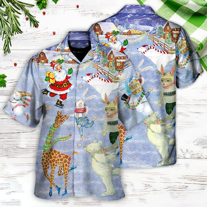 Christmas Holiday Ice Skating Party Animal - Hawaiian Shirt 