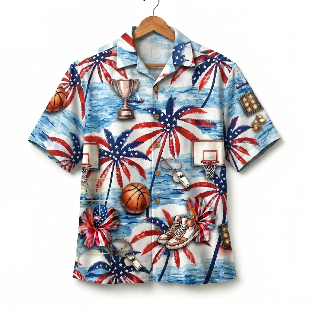 Basketball America 4th July 250 Years Anniversary Premium Unisex Hawaiian Shirt For Men and Women
