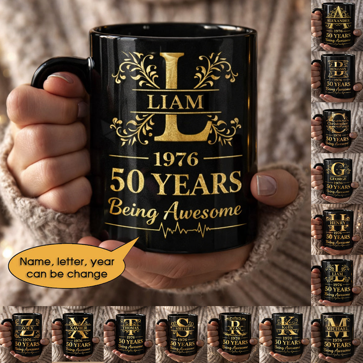 11oz Ceramic Mug Age personalized name, year, letter for birthday - 11oz Ceramic Mug Hot Sale