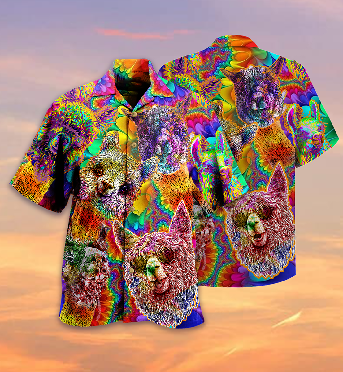 Lama Happiness Smile Mix Color - Hawaiian Shirt 