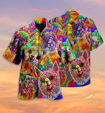 Lama Happiness Smile Mix Color - Hawaiian Shirt 